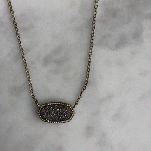 Kendra Scott Necklace Gold Pendant Platinum Drusy